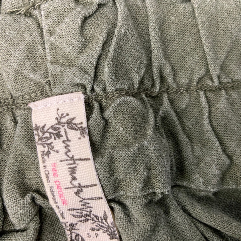 Free People Intimately Olive Green Linen Blend Paperbag Waist Shorts Small - Picture 4 of 4